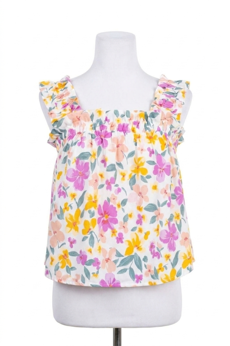 NEW BLU PEPPER floral ruffled top in floral multi